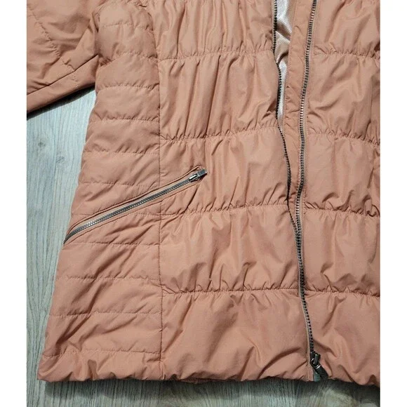 Columbia Women's Puffer Jacket in Peach with Faux Fur Hood - Picture 8 of 10